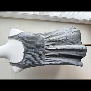 Aerie Gray Button-Up Tank Top with Embroidery size small